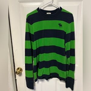 Abercrombie & Fitch Y2K vibes Green and Navy Striped Long Sleeve Muscle Tee